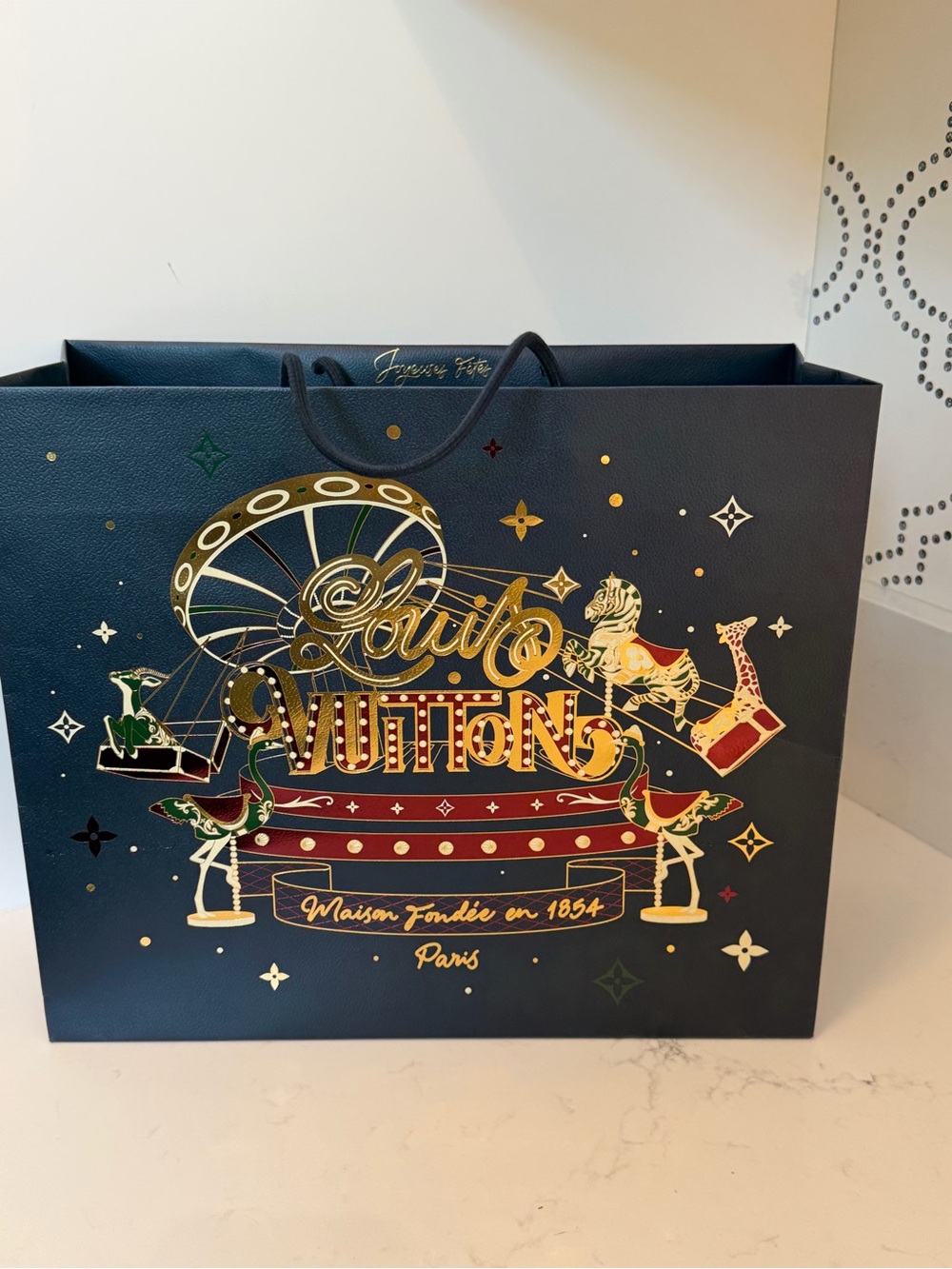 Louis Vuitton Navy Gold Red Carousel Artwork Bag